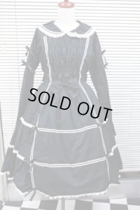 【Sale50%オフ】ハシゴレースOP【綿ローン・黒】