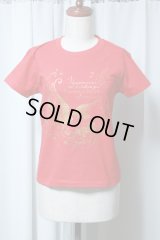 【ガールズＳサイズ】スワロープリントＴシャツ【赤×ゴールドプリント】