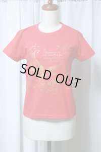 【ガールズＳサイズ】スワロープリントＴシャツ【赤×ゴールドプリント】