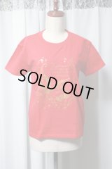 【ガールズLサイズ】スワロープリントＴシャツ【赤×ゴールドプリント】