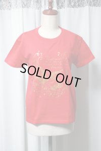 【ガールズLサイズ】スワロープリントＴシャツ【赤×ゴールドプリント】