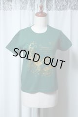 【ガールズSサイズ】スワロープリントＴシャツ【グリーン×ゴールドプリント】