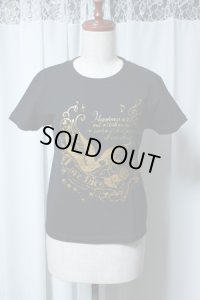 【ガールズＳサイズ】スワロープリントＴシャツ【黒×ゴールドプリント】