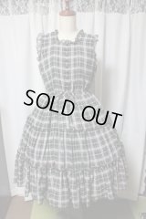【Sale商品】バックリボン3段ティアードJSK【シフォン黒チェック】