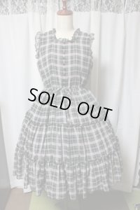 【Sale商品】バックリボン3段ティアードJSK【シフォン黒チェック】