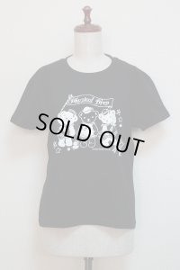 【ガールズLサイズ】アイドルベアＴシャツ【黒×白プリント】