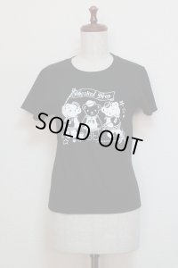 【ガールズＳサイズ】アイドルベアＴシャツ【黒×白プリント】