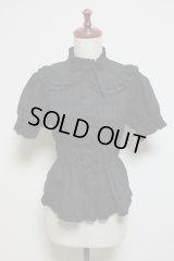 【Sale50％OFF】シャーリング半袖ブラウス【黒】