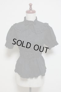 【Sale50％OFF】シャーリング半袖ブラウス【黒】