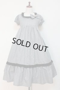 ハンドメイド・2段ティアード・デイリーワンピース【グレンチェック黒・110c丈】