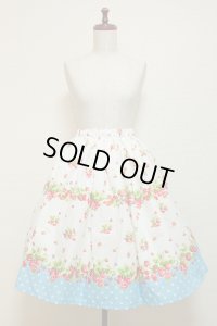 ハンドメイドギャザースカート【イチゴ柄・60c丈】