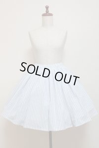 ハンドメイドギャザースカート【水色ストライプ・４５c丈】