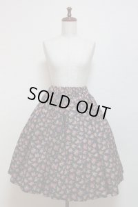 ハンドメイドギャザースカート【濃紺系花柄・60c丈】