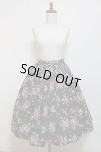 ハンドメイドギャザースカート【花柄チェック・60c丈】