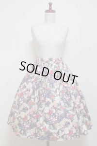 ハンドメイドギャザースカート【和柄紫系・60c丈】