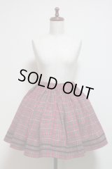 ハンドメイドギャザースカート【赤チェック・40c丈】