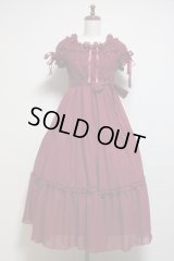 シフォン３段ティアードワンピース【長丈・ボルドー】