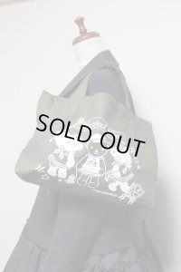 アイドルベアトートBAG【カーキ×白プリント】