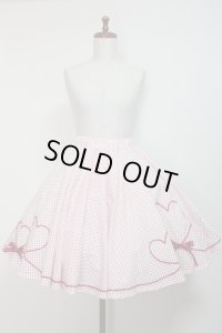 ハンドメイドサーキュラースカート【白×赤ドット柄・50c丈】