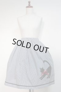 【Sale50％OFF】ねこプリントSK【小ギンガム×赤リボン】