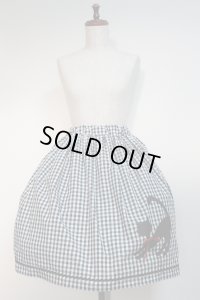 【Sale】ねこプリントSK【大ギンガム×赤リボン】