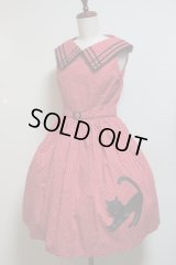 【Sale50％OFF】ネコプリントＪＳＫ【赤水玉】