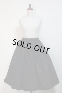ハンドメイドギャザースカート【黒ストライプ・６２丈】