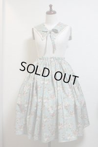付け衿付ハンドメイドギャザースカート【花柄・６７丈】