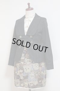 ハンドメイドギャザースカート【くまゴブラン柄ラベンダー系(3)・42丈】