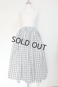 ハンドメイドギャザースカート【黒ギンガム・７５c丈】