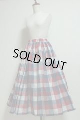 ハンドメイドギャザースカート【チェック・７７c丈】