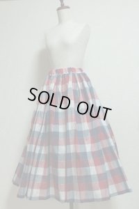 ハンドメイドギャザースカート【チェック・７７c丈】