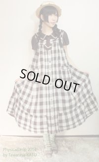 ＡラインピンタックJSK【ギンガムチェック茶色】Aline　Pin tuck Dress【Gingham check Brown 】