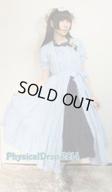 前ボタンピンタックティアードOP【ギンガムチェック水色】