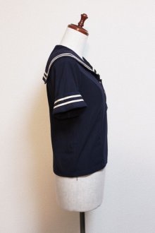 他の写真2: 半袖セーラー衿カットソー【紺×生成りライン】