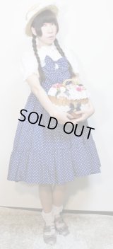 【Sale 50% OFF】ティアードサンドレス【紺水玉×オフ白レース】