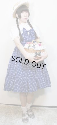 【Sale 50% OFF】ティアードサンドレス【紺水玉×オフ白レース】