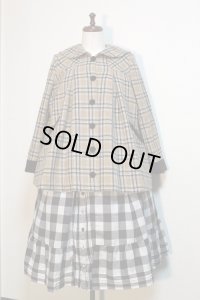 【Sale 50% OFF】セーラーショートコート【ベージュチェック】