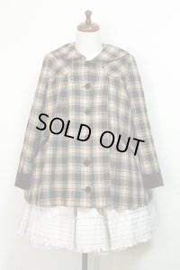 【Sale 50%　OFF】セーラーショートコート【茶チェック】