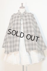 【Sale 50% OFF】スタンドカラーダブルボタンマント【茶チェック】
