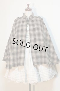 【Sale 50% OFF】スタンドカラーダブルボタンマント【茶チェック】