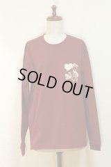 【Sale 30%　OFF】PhysicalDrop長袖Tシャツ【バーガンディ×ナチュラル・M】