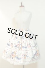ハンドメイドギャザースカート【くまのハッピーマーチ柄・55丈+レース】