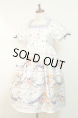 【Sale30%オフ】デイリーワンピース【くまのハッピーマーチ柄オフ白】