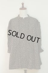 【Sale30%OFF】スタンドカラー七分袖BL【茶小花柄】