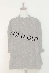 【Sale30%OFF】スタンドカラー七分袖BL【茶小花柄】