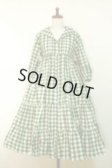 【Sale50%OFF】セーラー衿３段ティアードOP【緑チェック】