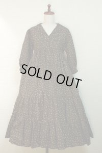 【Sale50%OFF】セーラー衿３段ティアードOP【茶色小花柄】