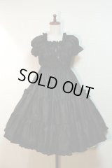 【Sale 30%　OFF】半袖ピンタックフリルＯＰ【黒シャンデリア柄】