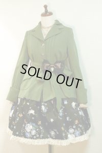 レース付ハンドメイドスカート【エンジェルブーケ柄黒・50丈】